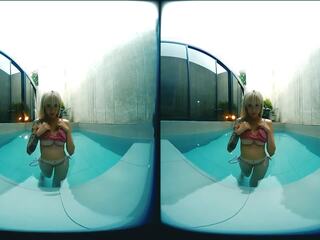 3d-vr film - bionda asiatico con grande tette in piscina
