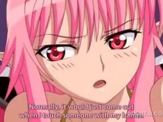 Pink haired hot hentai fairy giving tit job